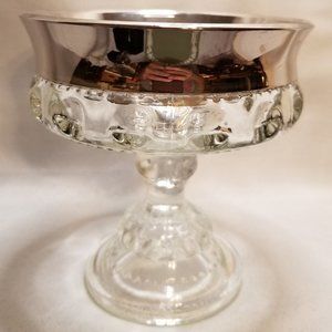 Vintage Colony Glass Silver Crown Platinum Compote